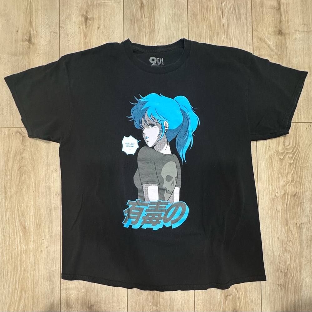 9th Life Anime XL Black Graphic T-Shirt